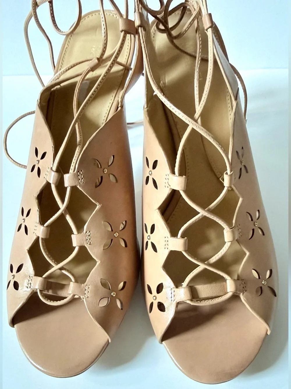 Michael Kors Nude Lace-Up Cutout Stiletto Heels
